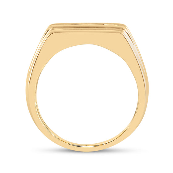 10k Yellow Gold Mens Round Diamond Flat Top Band Ring 1 Cttw
