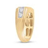 10k Yellow Gold Mens Round Diamond Flat Top Band Ring 1 Cttw