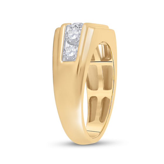10k Yellow Gold Mens Round Diamond Flat Top Band Ring 1 Cttw