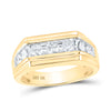 10k Yellow Gold Mens Round Diamond Flat Top Band Ring 1 Cttw