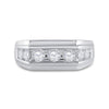 10k White Gold Mens Round Diamond Flat Top Band Ring 1 Cttw