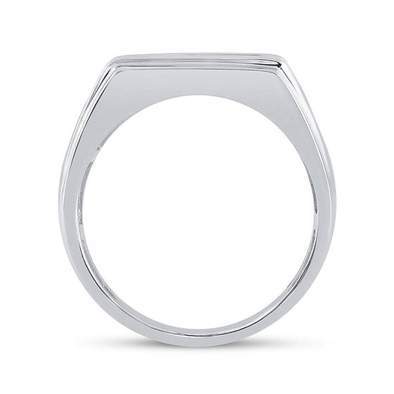 10k White Gold Mens Round Diamond Flat Top Band Ring 1 Cttw