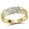 10k Yellow Gold His Hers Round Diamond Square Matching Wedding Set 1/3 Cttw