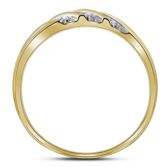 10k Yellow Gold His Hers Round Diamond Square Matching Wedding Set 1/3 Cttw
