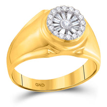  14k Yellow Gold Mens Baguette Diamond Circle Solitaire Ring 1/2 Cttw