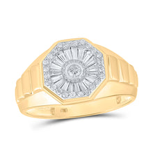  14k Yellow Gold Mens Baguette Diamond Octagon Band Ring 1/2 Cttw
