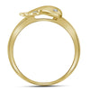 10k Yellow Gold Womens Round Diamond Slender Dolphin Animal Fish Ring 1/20 Cttw