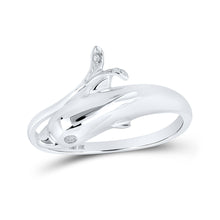 10k White Gold Womens Round Diamond Dolphin Wrap Ring .03 Cttw