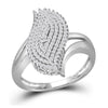 10k White Gold Womens Round Diamond Oval Cluster Ring 3/8 Cttw