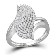  10k White Gold Womens Round Diamond Oval Cluster Ring 3/8 Cttw