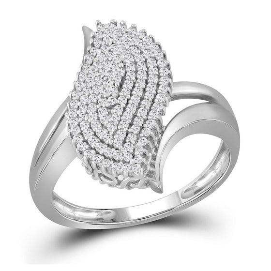 10k White Gold Womens Round Diamond Oval Cluster Ring 3/8 Cttw