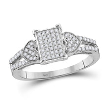  10k White Gold Womens Round Diamond Heart Ring 1/4 Cttw