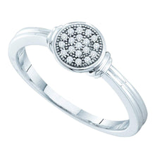  Sterling Silver Womens Round Diamond Circle Cluster Ring 1/20 Cttw