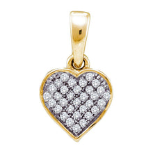  Yellow-tone Sterling Silver Womens Round Diamond Heart Pendant 1/10 Cttw