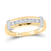 10k Yellow Gold His Hers Round Diamond Square Matching Wedding Set 5/8 Cttw