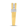 10k Yellow Gold His Hers Round Diamond Square Matching Wedding Set 5/8 Cttw