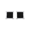 Sterling Silver Round Black Color Enhanced Diamond Square Earrings 1/20 Cttw