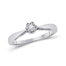  Sterling Silver Round Diamond Solitaire Bridal Wedding Engagement Ring 1/20 Cttw