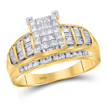  10k Yellow Gold Princess Diamond Cluster Bridal Wedding Engagement Ring 1/2 Cttw