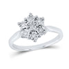 Sterling Silver Womens Round Diamond Illusion-set Flower Cluster Ring 1/10 Cttw
