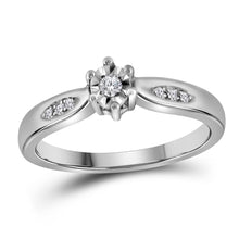  Sterling Silver Round Diamond Solitaire Bridal Wedding Engagement Ring 1/20 Cttw