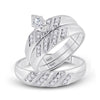 10k White Gold His Hers Marquise Diamond Solitaire Matching Wedding Set 1/4 Cttw