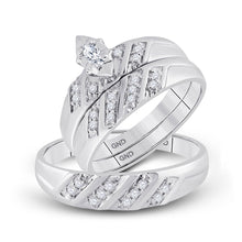  10k White Gold His Hers Marquise Diamond Solitaire Matching Wedding Set 1/4 Cttw