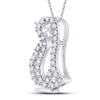 10k White Gold Womens Round Diamond Penguin Bird Animal Pendant 1/6 Cttw