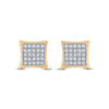 Yellow-tone Sterling Silver Womens Round Diamond Kite Square Earrings 1/6 Cttw