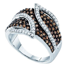 10k White Gold Womens Round Brown Diamond Fashion Ring 1 Cttw