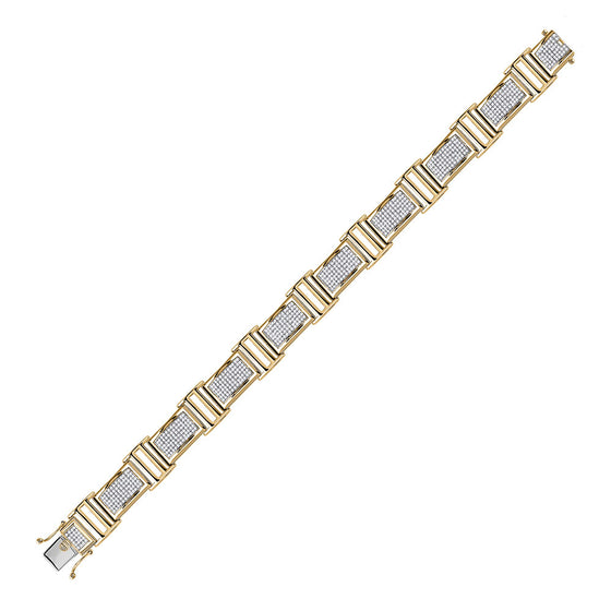 10k Yellow Gold Mens Round Diamond Link Bracelet 2 Cttw