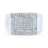 Sterling Silver Mens Round Diamond Cluster Ring 1/3 Cttw