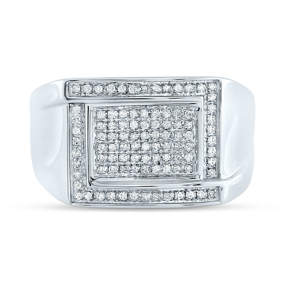 Sterling Silver Mens Round Diamond Cluster Ring 1/3 Cttw