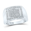 Sterling Silver Mens Round Diamond Cluster Ring 1/3 Cttw