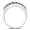 10k White Gold Womens Round Brown Diamond Triple Row Band Ring 1/2 Cttw