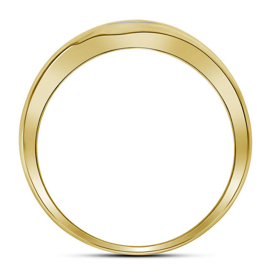 10k Yellow Gold Mens Round Channel-set Diamond Diagonal Double Row Wedding Band 1/3 Cttw