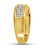 10k Yellow Gold Mens Round Diamond Wedding 2-Row Band Ring 1/4 Cttw