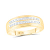 10k Yellow Gold Mens Round Diamond Wedding 2-Row Band Ring 1/4 Cttw