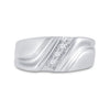 10k White Gold Mens Round Diamond Wedding Single Row Band Ring 1/10 Cttw