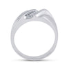 10k White Gold Mens Round Diamond Wedding Single Row Band Ring 1/10 Cttw