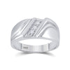 10k White Gold Mens Round Diamond Wedding Single Row Band Ring 1/10 Cttw