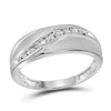 10k White Gold Mens Round Diamond Single Row Fashion Band Ring 1/8 Cttw