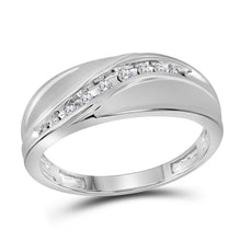  10k White Gold Mens Round Diamond Single Row Fashion Band Ring 1/8 Cttw