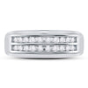 10k White Gold Mens Round Diamond Wedding 2-Row Band Ring 1/4 Cttw