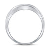 10k White Gold Mens Round Diamond Wedding 2-Row Band Ring 1/4 Cttw