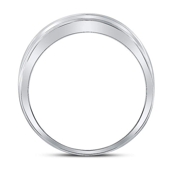10k White Gold Mens Round Diamond Wedding 2-Row Band Ring 1/4 Cttw