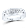 10k White Gold Mens Round Diamond Wedding 2-Row Band Ring 1/4 Cttw