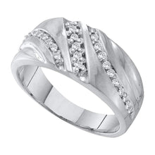 10k White Gold Mens Round Diamond Band Ring 1/4 Cttw
