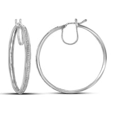  10k White Gold Womens Round Diamond Hoop Earrings 1/4 Cttw