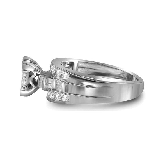 10k White Gold Princess Diamond Cluster Bridal Wedding Engagement Ring 1/2 Cttw